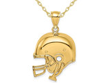 14K Yelllow Gold Football Helmet Charm Pendant Necklace with Chain